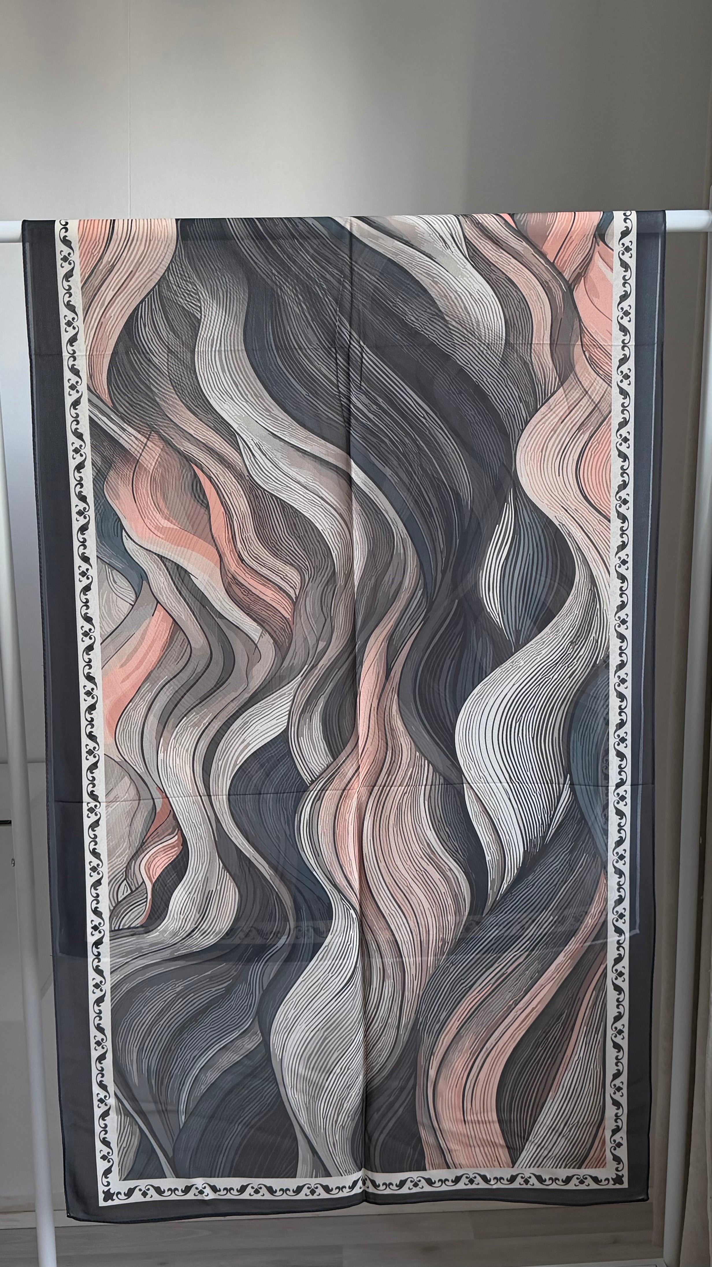 Printed Chiffon Hijab ( Wavy Black )