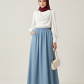 Denim Maxi Skirt - Light Blue