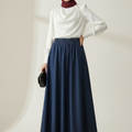 Denim Maxi Skirt - Dark Blue