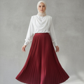Pleated Maxi Skirt - Burgandy