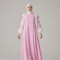Bow Sleeve Maxi Dress ( 2 Pieces ) - Pink