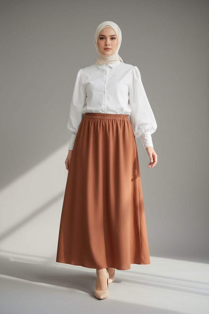 Velora Maxi Skirt – Cinnamon (Unlined)