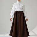 Velora Maxi Skirt – Brown (Lined)