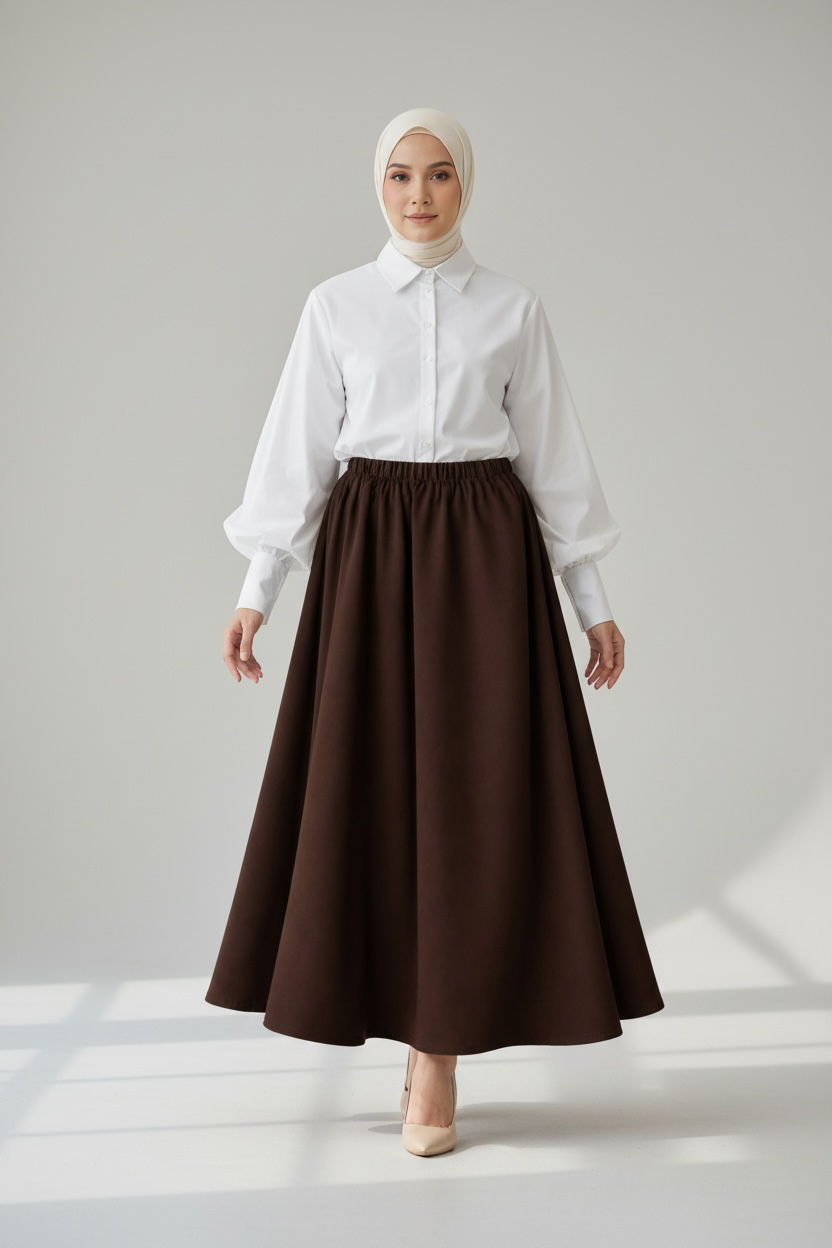Velora Maxi Skirt – Brown (Lined)