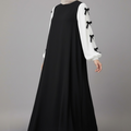 Bow Sleeve Maxi Dress ( 2 Pieces ) - Black