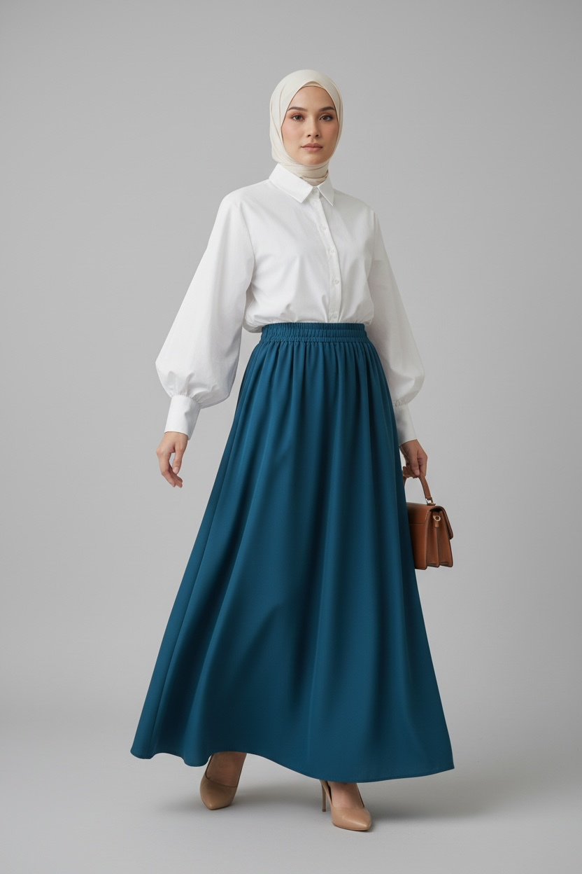 Velora Maxi Skirt – Teal (Unlined)