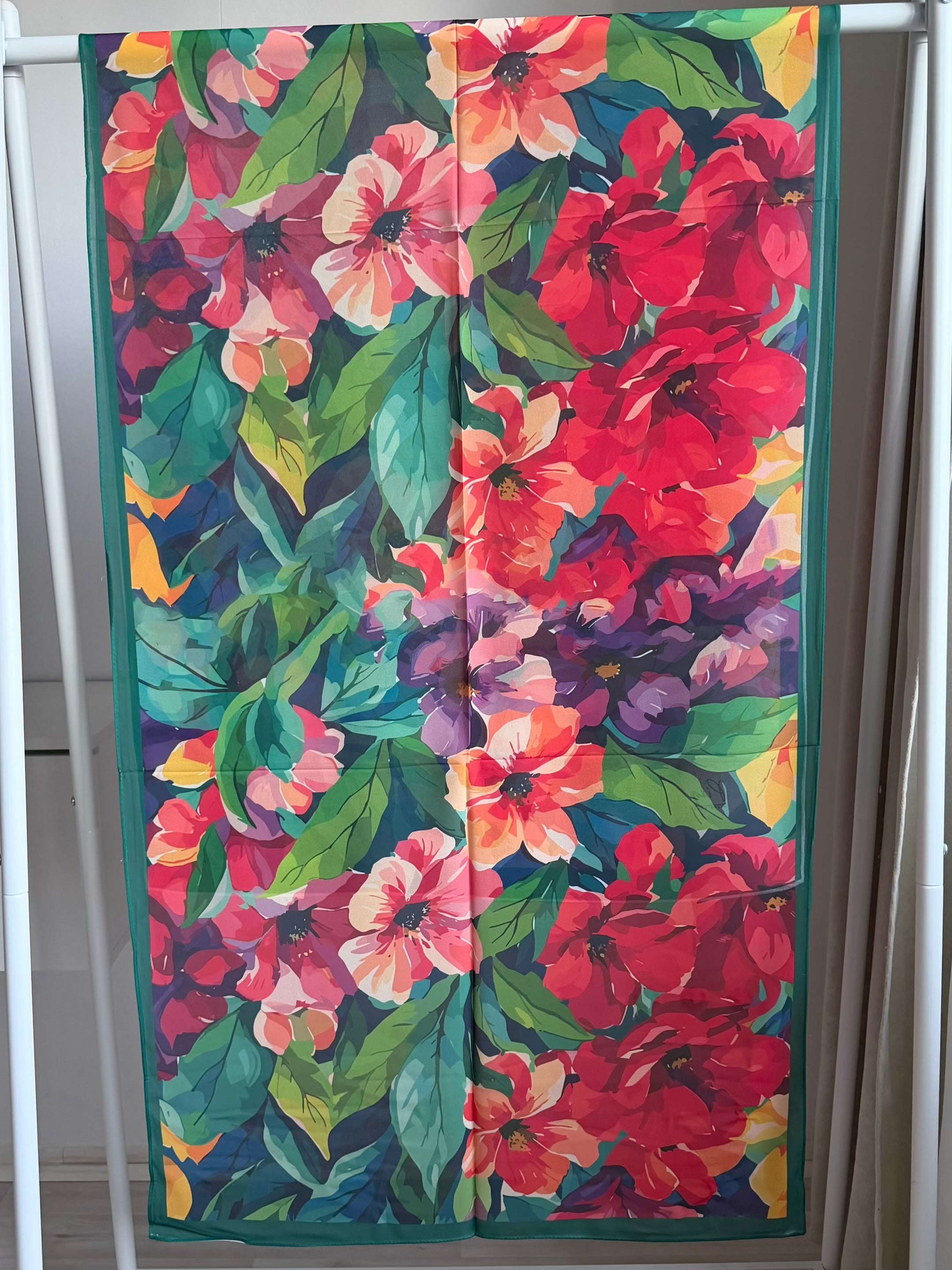 Printed Chiffon Hijab ( Floral Green )