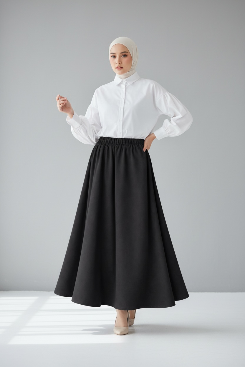 Velora Maxi Skirt – Black (Lined)