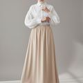 Velora Maxi Skirt – Beige (Lined)