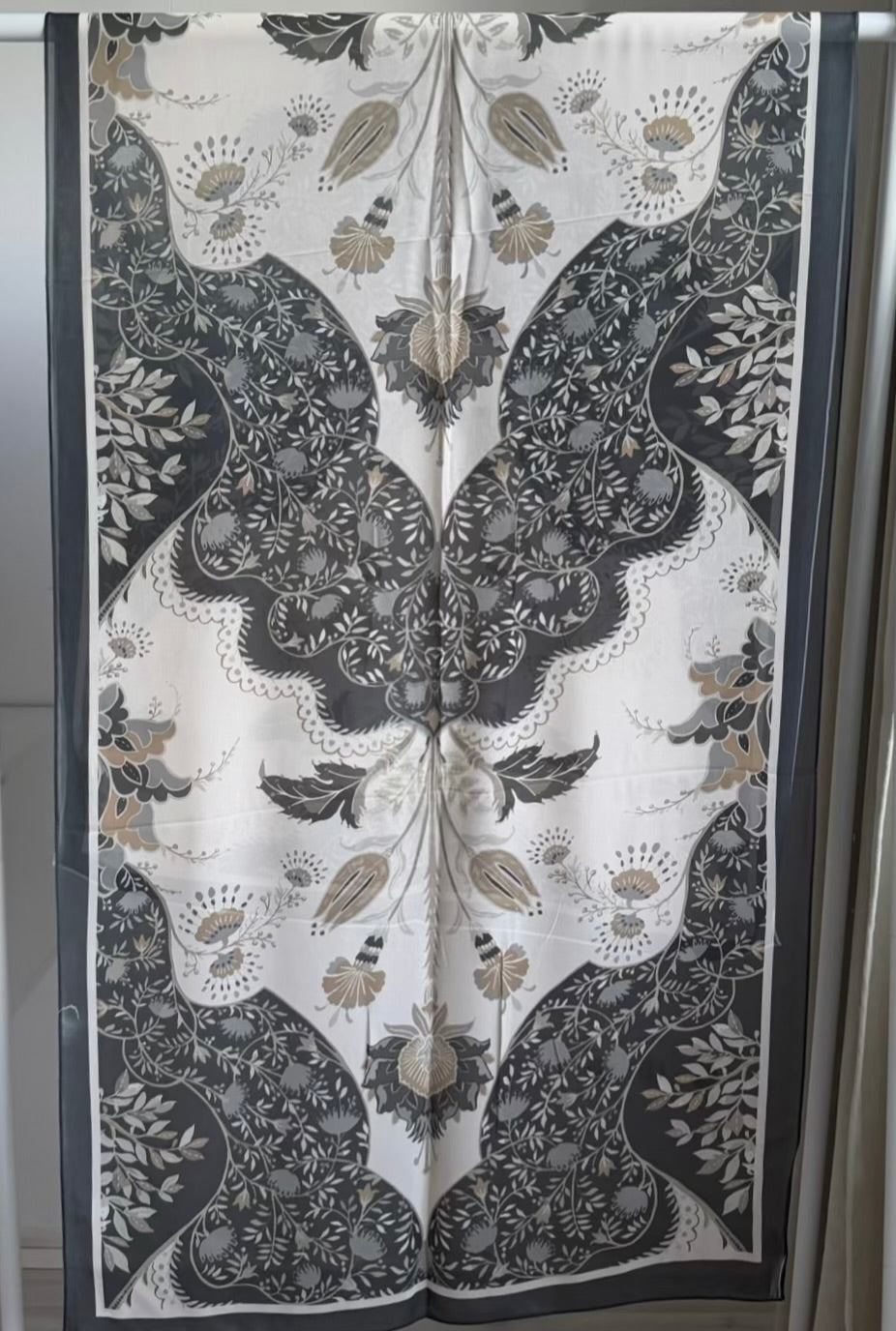Printed Chiffon Hijab ( Black & Beige )