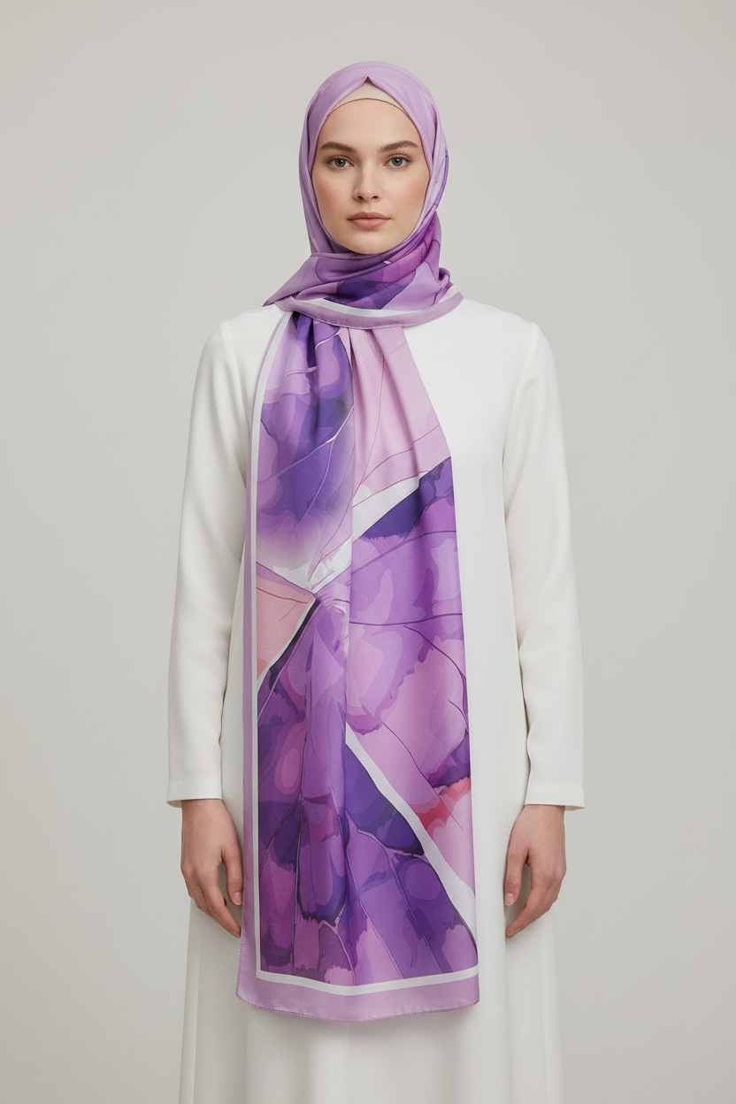 Printed Chiffon Hijab ( Purple )