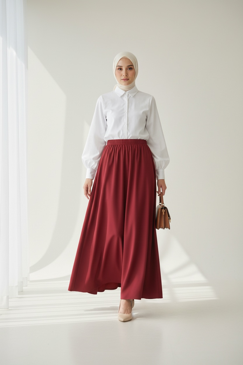 Velora Maxi Skirt – Burgandy (Lined)