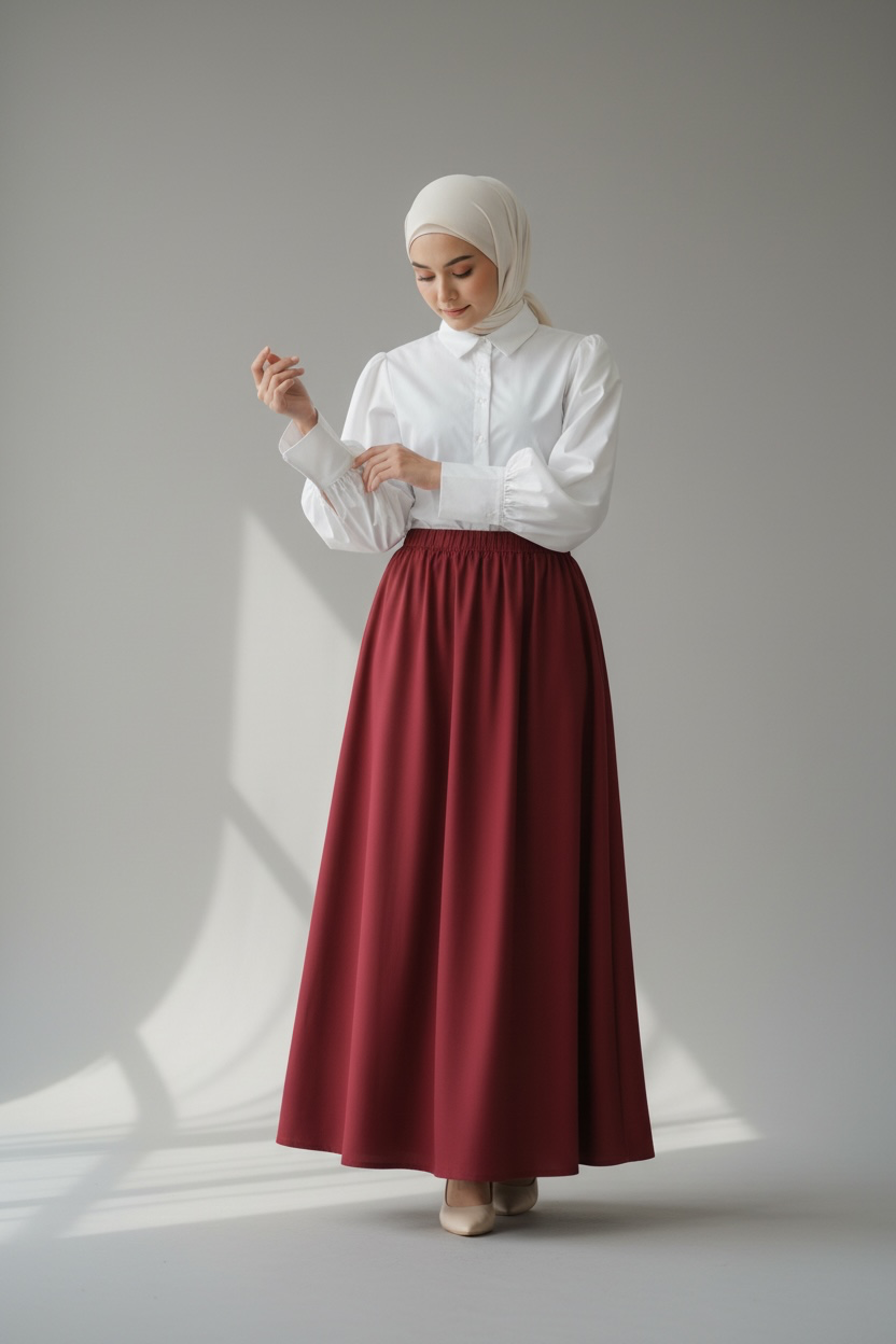 Velora Maxi Skirt – Burgandy (Lined)