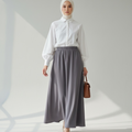 Velora Maxi Skirt – Grey (Lined)