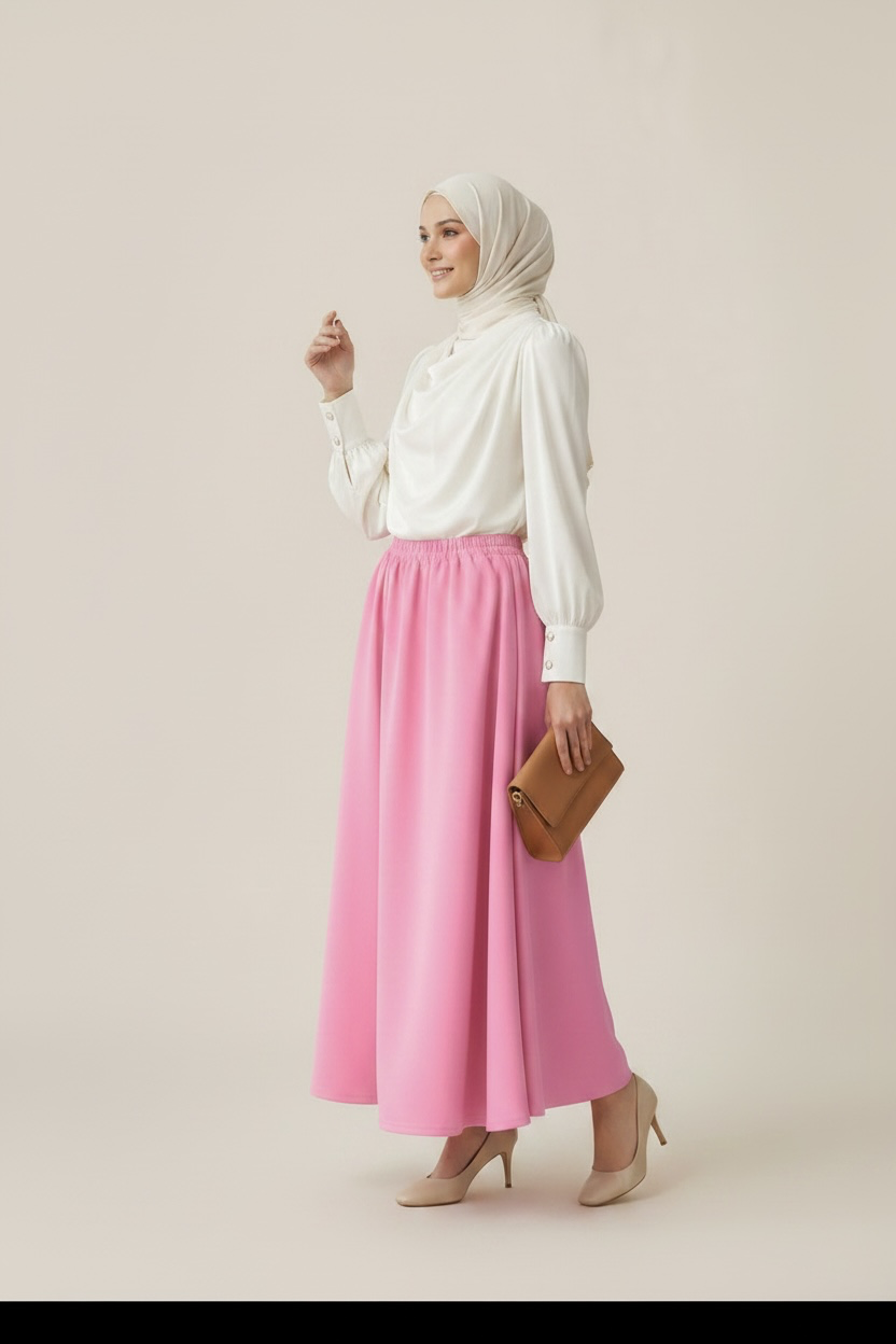 Velora Maxi Skirt – Pink (Unlined)