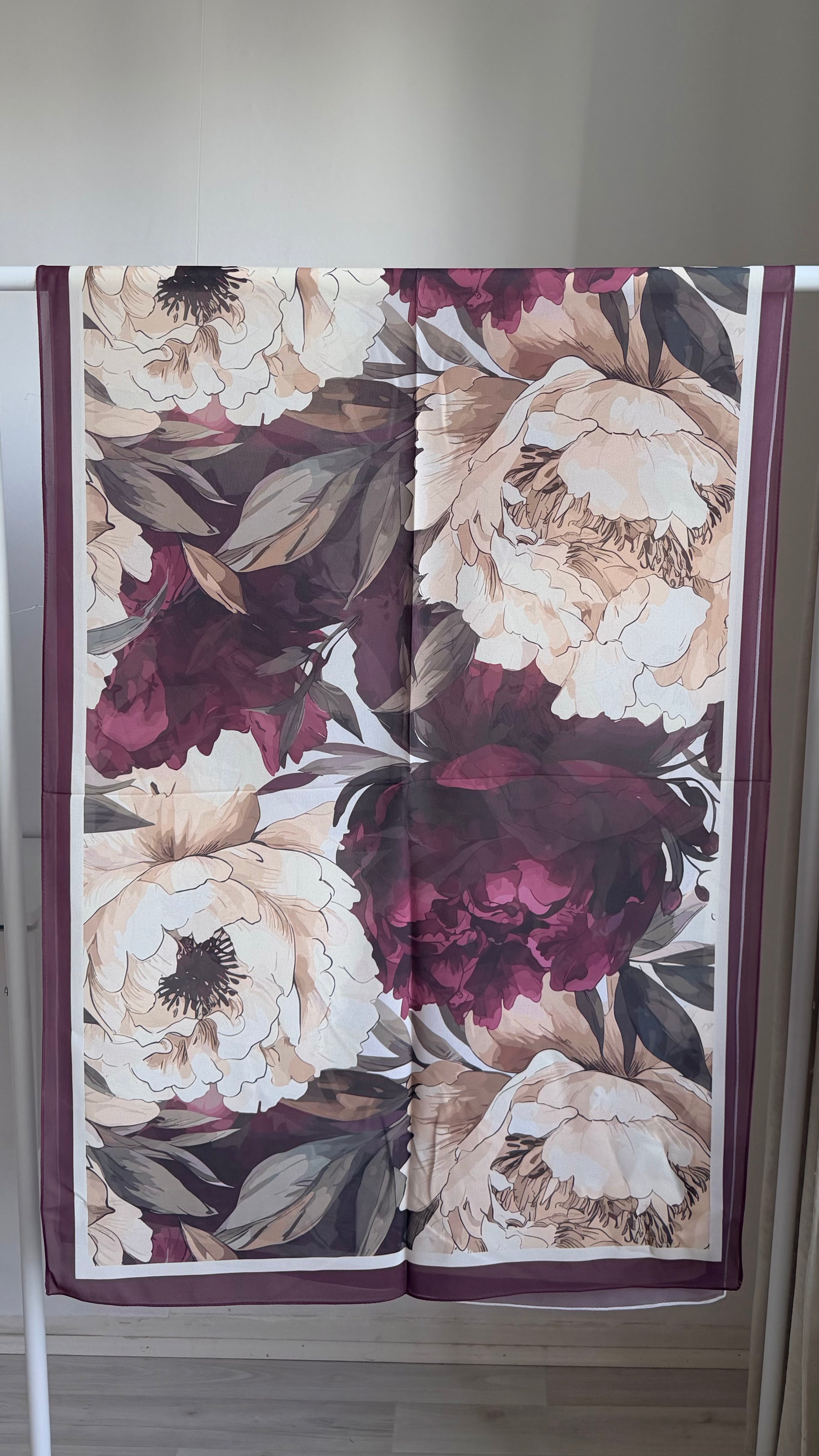 Printed Chiffon Hijab ( Floral Burgundy )
