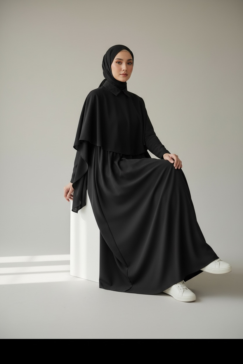 3 Pieces Maxi Dress - Black