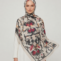 Printed Chiffon Hijab (  Red & Beige )
