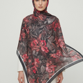 Printed Chiffon Hijab ( Floral Red )