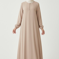 Timeless Zip Abaya - Light Mocha