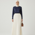 Pleated Maxi Skirt +  Separate  lining skirt - Off White