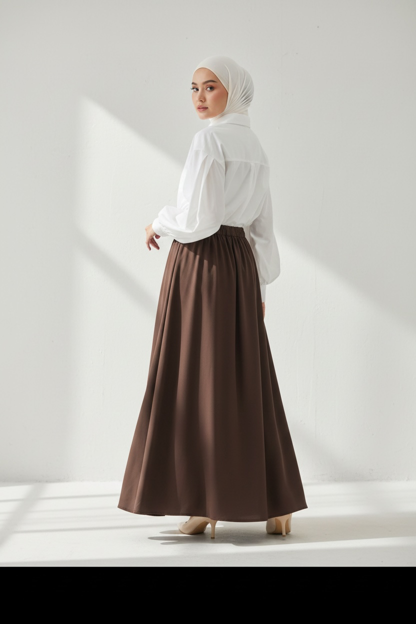 Velora Maxi Skirt – Brown (Lined)