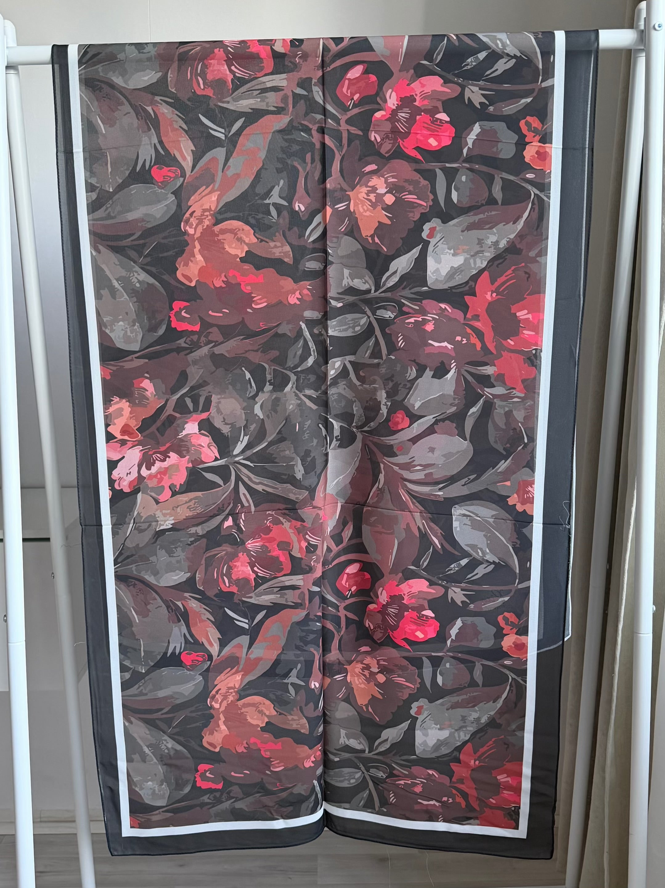 Printed Chiffon Hijab ( Floral Red )