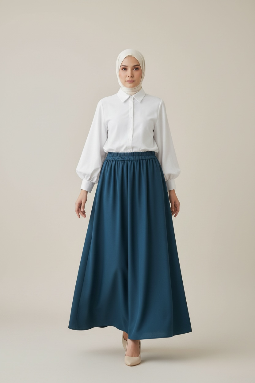 Velora Maxi Skirt – Teal (Unlined)