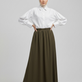 Velora Maxi Skirt – Dark Olive (Lined)