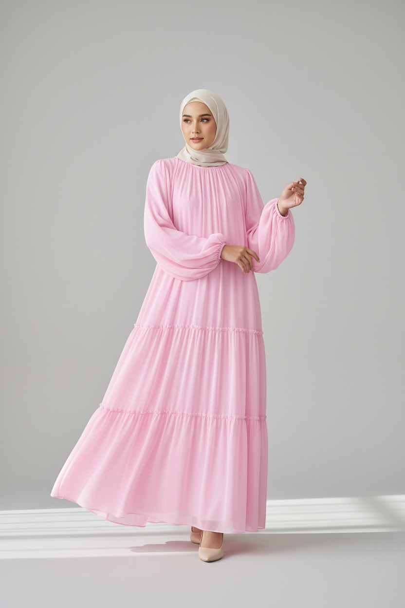 Ruffled Chiffon Dress