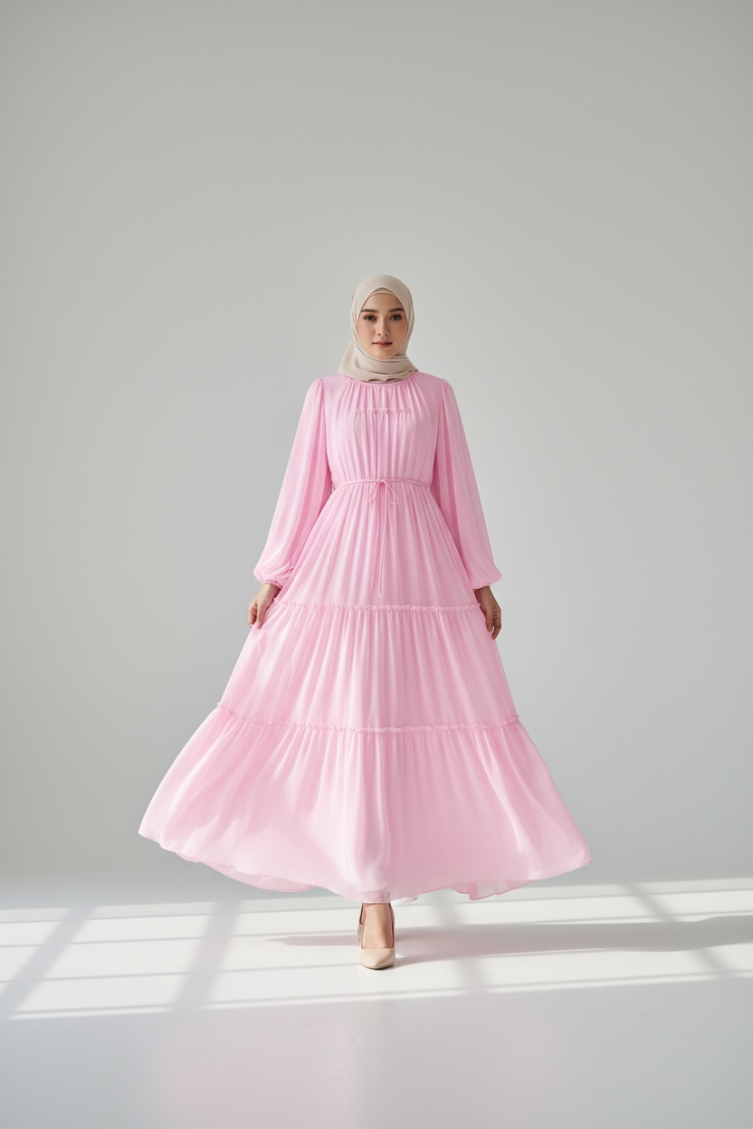 Ruffled Chiffon Dress