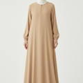 Timeless Zip Abaya -Beige