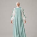 Bow Sleeve Maxi Dress ( 2 Pieces ) - Mint Green
